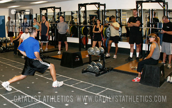 UCR strength & conditioning coach Josh Everett teaching the split jerk at last weekend's Patch/weightlifting seminar - Olympic Weightlifting, strength, conditioning, fitness, nutrition - Catalyst Athletics 